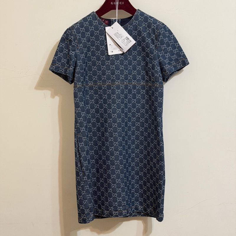 914intheair精品代購『全新閒置』 Gucci 單寧牛仔logo洋裝 連身裙-8