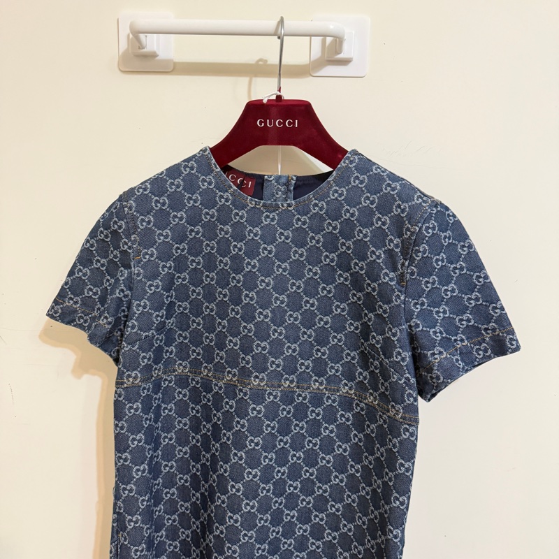 914intheair精品代購『全新閒置』 Gucci 單寧牛仔logo洋裝 連身裙-10