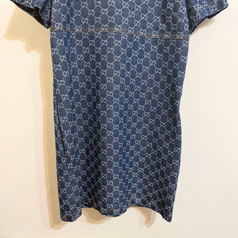 914intheair精品代購『全新閒置』 Gucci 單寧牛仔logo洋裝 連身裙-11