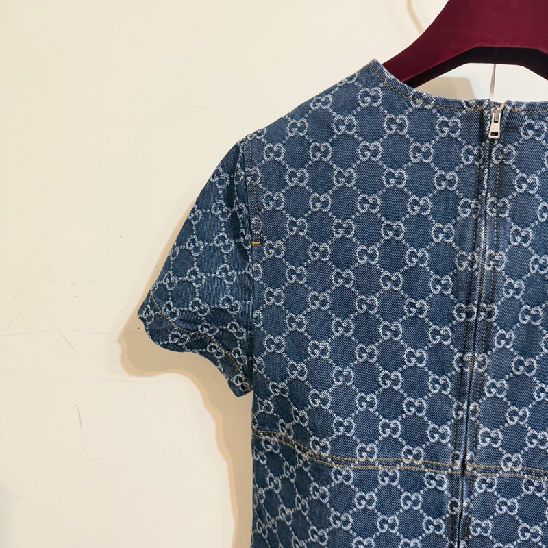 914intheair精品代購『全新閒置』 Gucci 單寧牛仔logo洋裝 連身裙-12