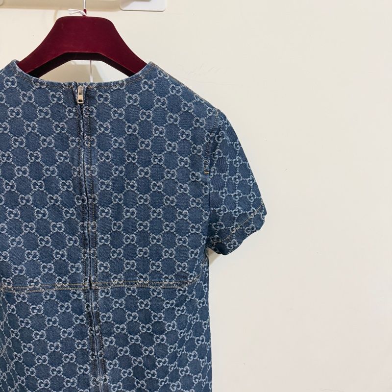 914intheair精品代購『全新閒置』 Gucci 單寧牛仔logo洋裝 連身裙-13