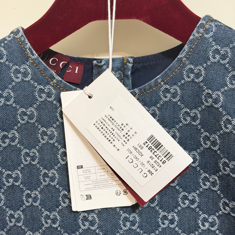 914intheair精品代購『全新閒置』 Gucci 單寧牛仔logo洋裝 連身裙-34