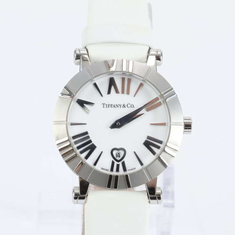 Tiffany Atlas 心型日期石英腕錶，銀白色，時尚女士腕錶-0
