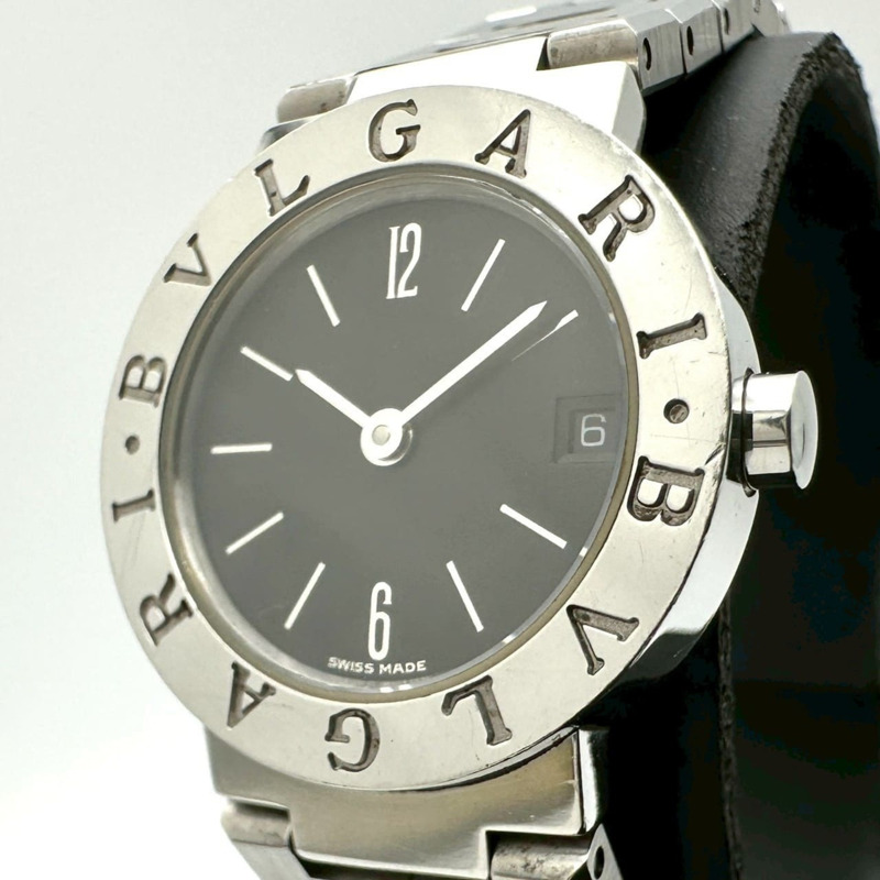 寶格麗 BB23SSD 女士腕錶，日期顯示，石英機芯，不鏽鋼錶殼，黑色-0