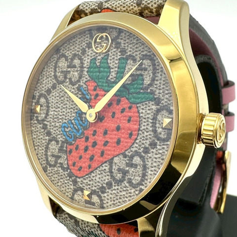 GUCCI G Timeless Strawberry 126.4/YA1264133 GG Supreme GP 石英男士腕錶