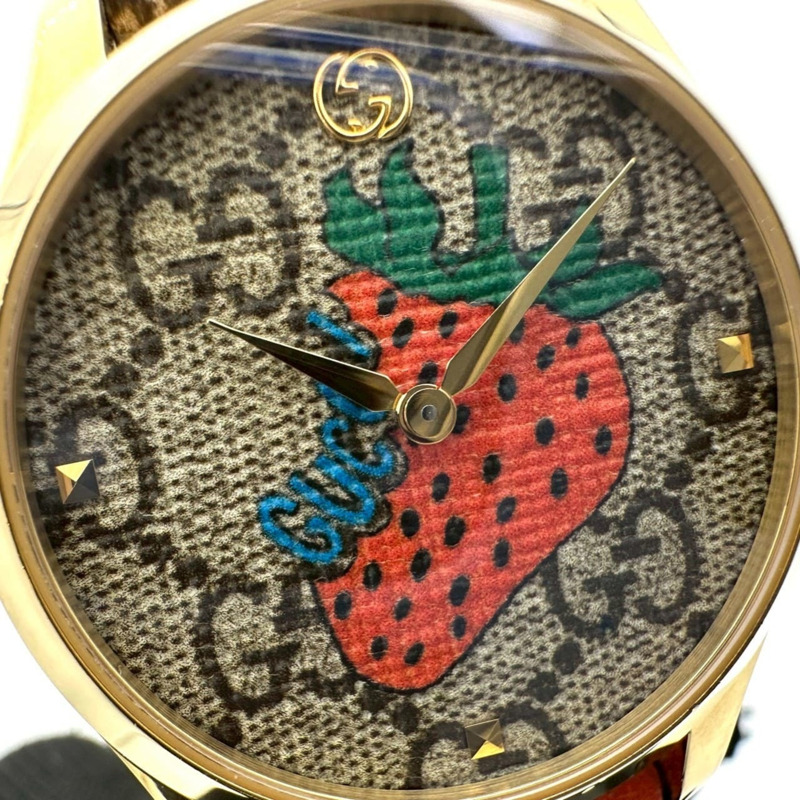 GUCCI G Timeless Strawberry 126.4/YA1264133 GG Supreme GP 石英男士腕錶-7