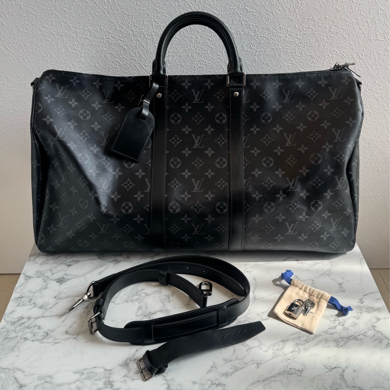 LV M40605黑花紋手提兩用keepall55-0