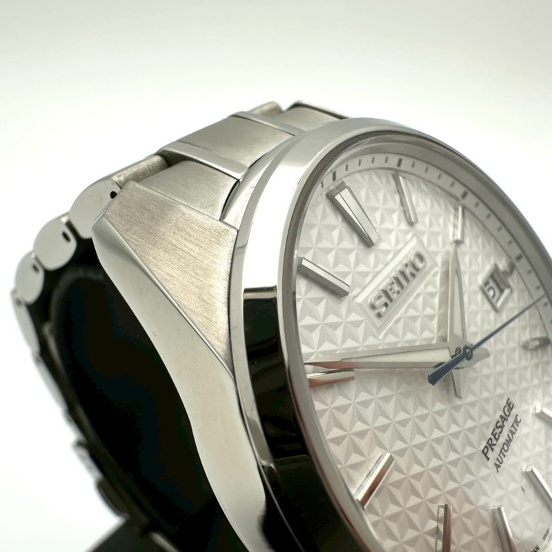 精工 Presage Date SARX075 自動機械錶，白色不鏽鋼，男款-4