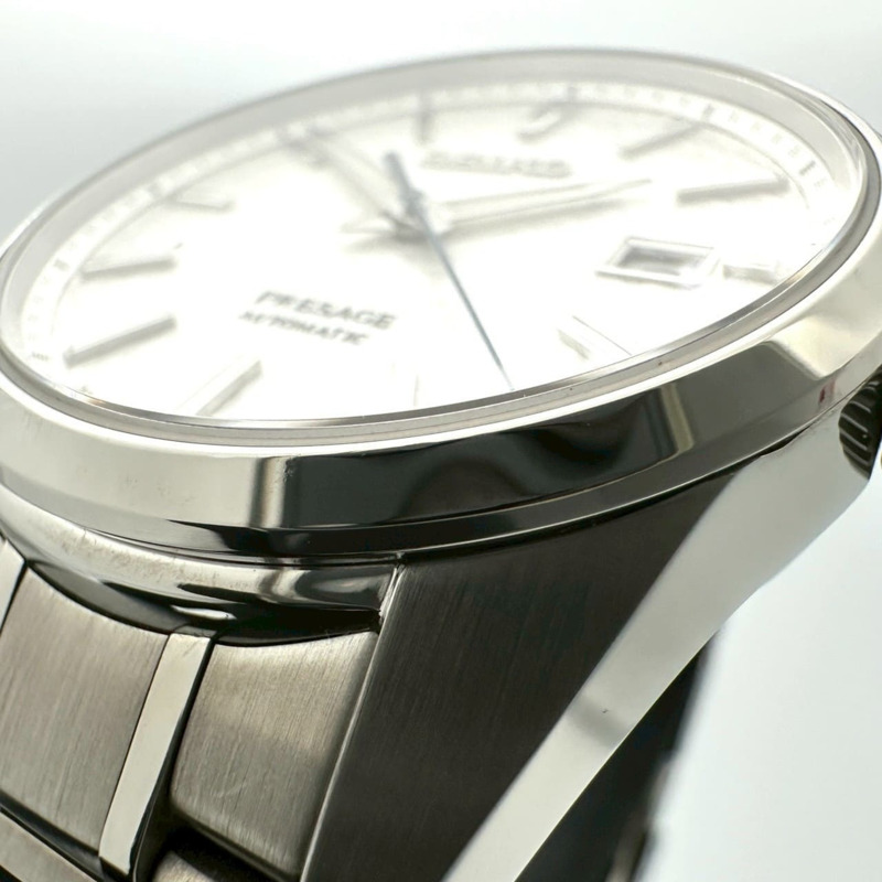 精工 Presage Date SARX075 自動機械錶，白色不鏽鋼，男款-5