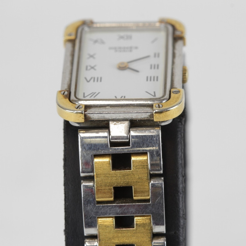 愛馬仕 Croixeur 長方形腕錶殼 女士銀色金色石英錶-3