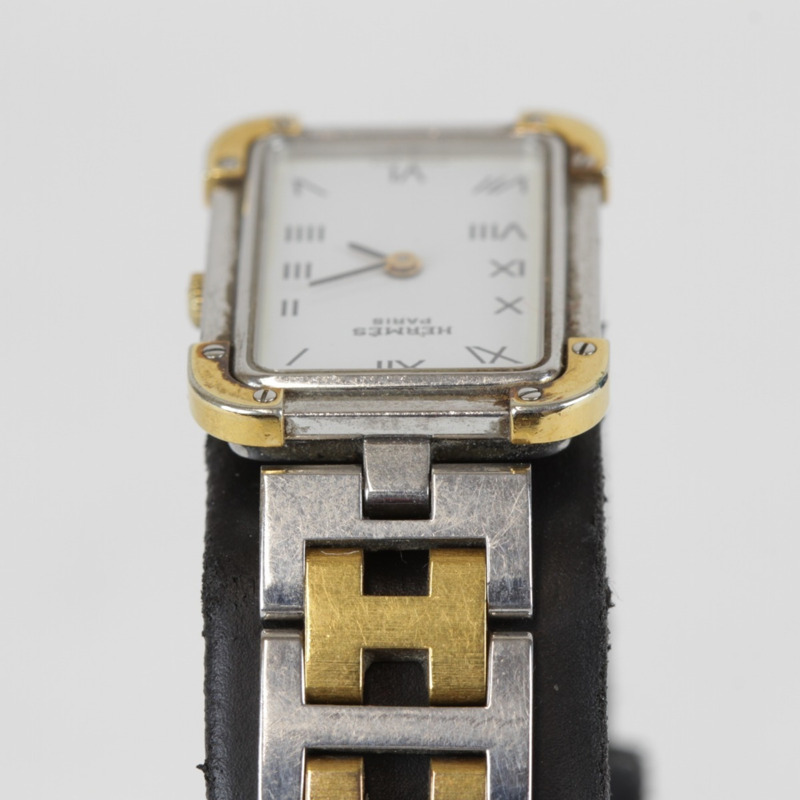 愛馬仕 Croixeur 長方形腕錶殼 女士銀色金色石英錶-4