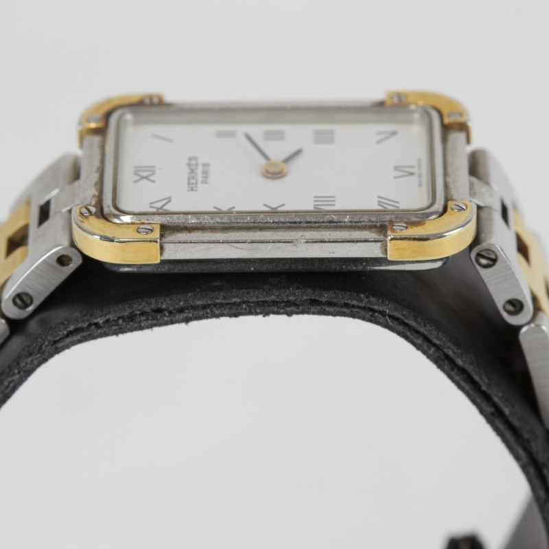 愛馬仕 Croixeur 長方形腕錶殼 女士銀色金色石英錶-6