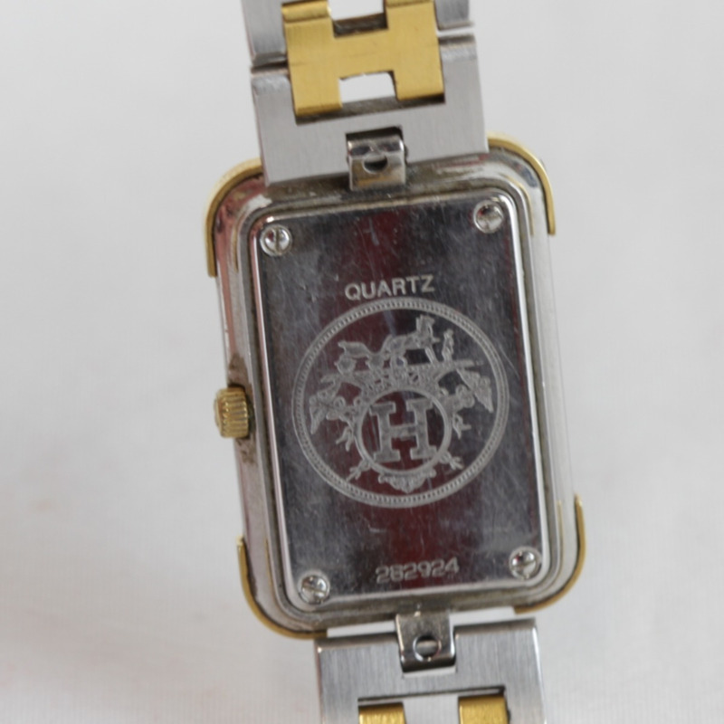 愛馬仕 Croixeur 長方形腕錶殼 女士銀色金色石英錶-7