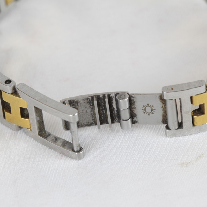 愛馬仕 Croixeur 長方形腕錶殼 女士銀色金色石英錶-12