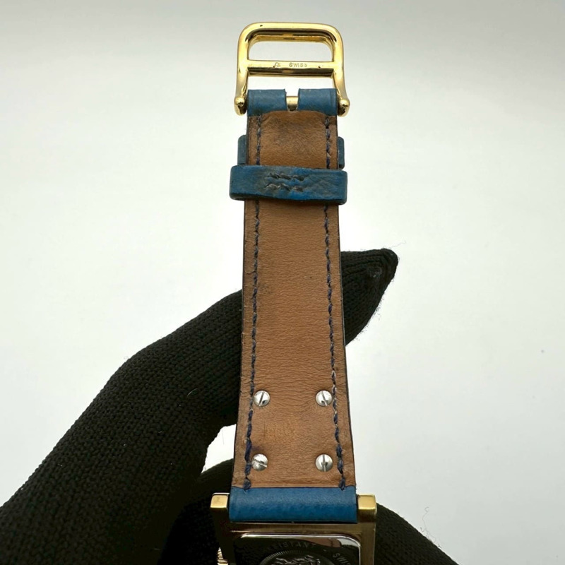 愛馬仕 Medor 手鐲腕錶 ME1.201 GP 皮革石英藍色女士腕錶-10