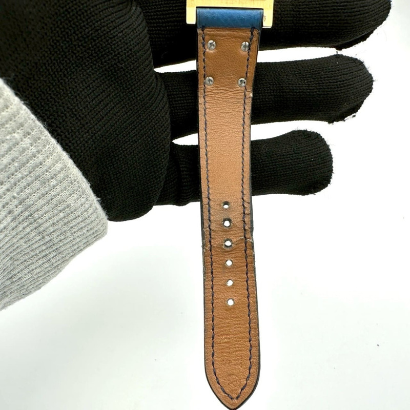 愛馬仕 Medor 手鐲腕錶 ME1.201 GP 皮革石英藍色女士腕錶-11