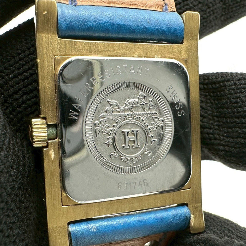 愛馬仕 Medor 手鐲腕錶 ME1.201 GP 皮革石英藍色女士腕錶-14