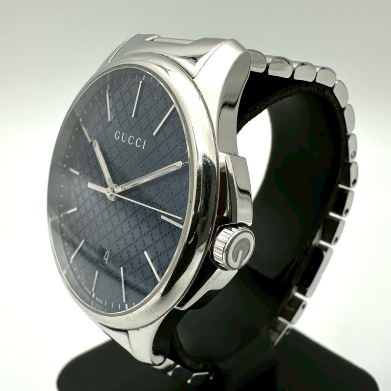 GUCCI G-Timeless Date腕錶 126.3/YA126316 不鏽鋼石英錶 海軍藍-1
