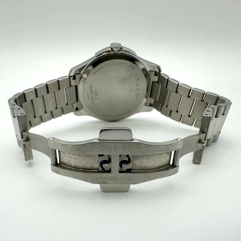 GUCCI G-Timeless Date腕錶 126.3/YA126316 不鏽鋼石英錶 海軍藍-7