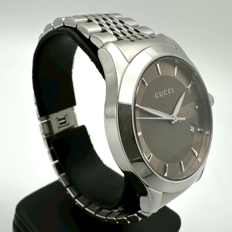 GUCCI G-Timeless 126.4 男士日期石英腕錶,不銹鋼棕色和青銅色錶殼-2