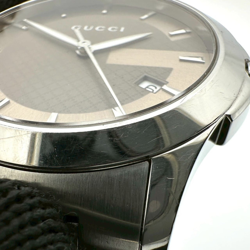 GUCCI G-Timeless 126.4 男士日期石英腕錶,不銹鋼棕色和青銅色錶殼-5
