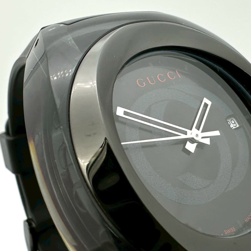 GUCCI 男士 Sync Date 137.1 YA137107A Shelley 石英腕錶，黑色橡膠錶帶機芯-4