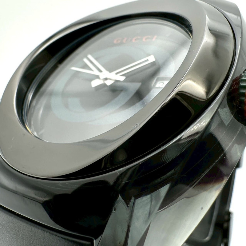 GUCCI 男士 Sync Date 137.1 YA137107A Shelley 石英腕錶，黑色橡膠錶帶機芯-5