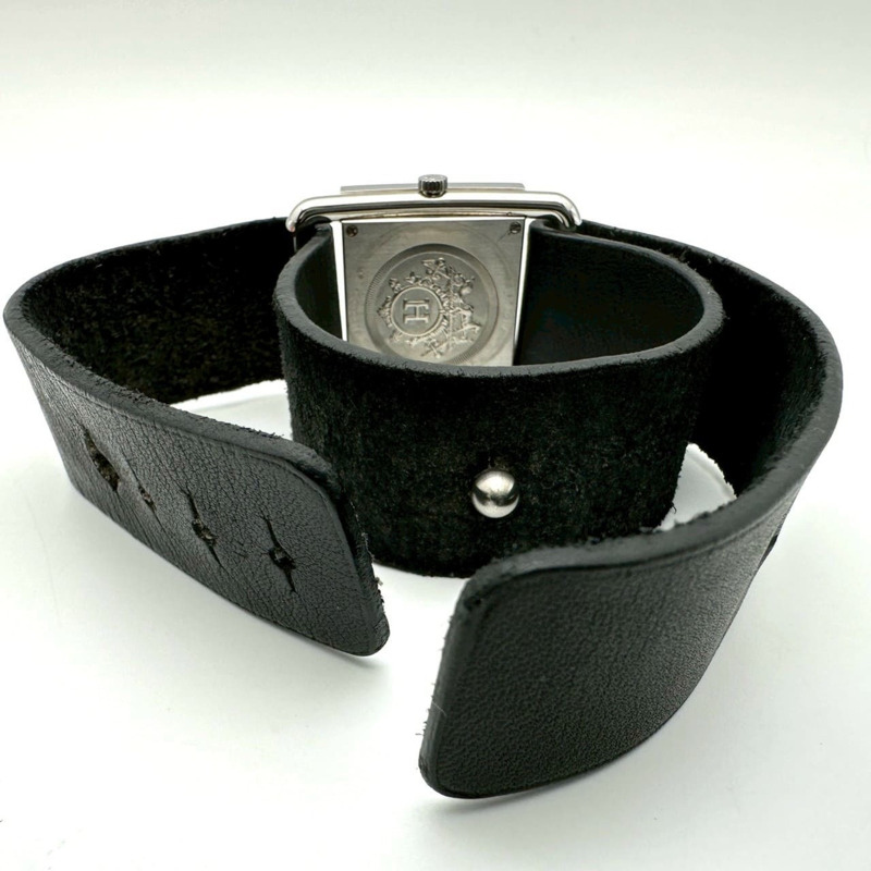 愛馬仕 Barenia 日期顯示腕錶 BA1.510 不鏽鋼皮革石英機芯 白色黑色女士錶帶 錶扣-8