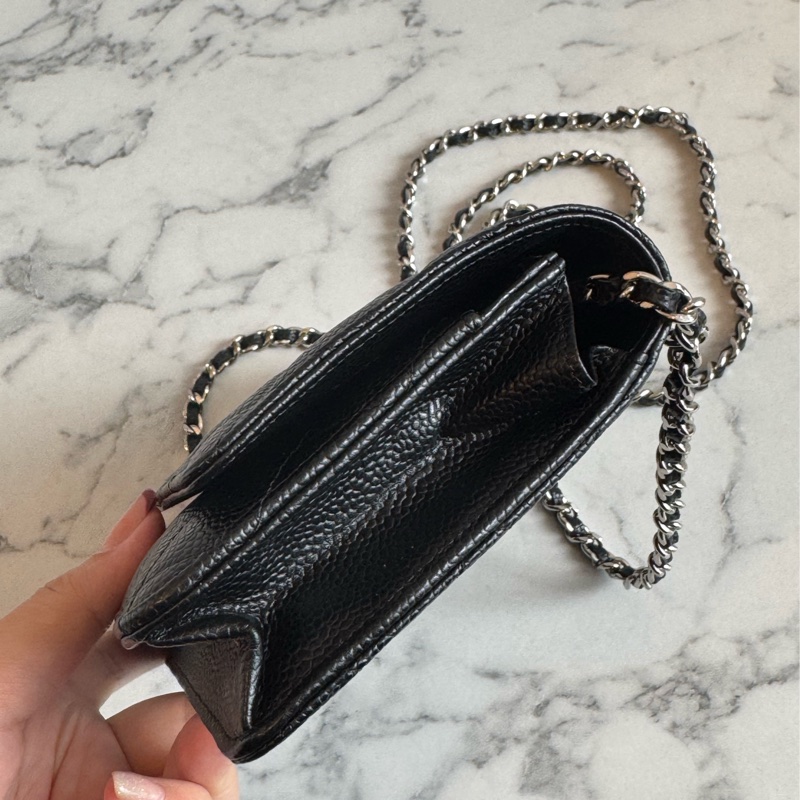 Chanel黑荔枝銀雙C  WOC  經典必買🫶-5