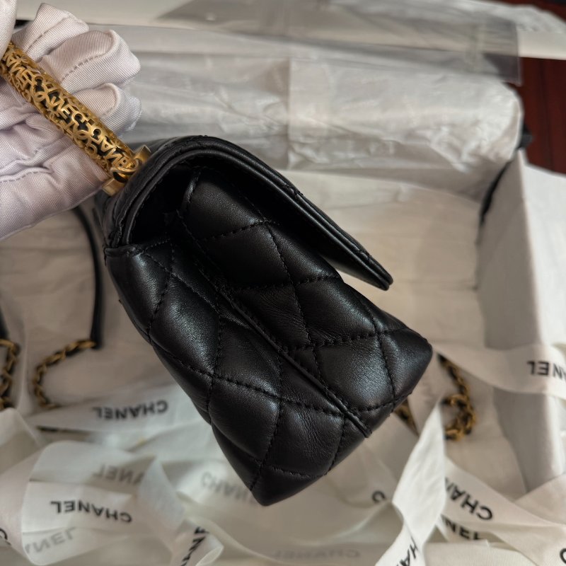 閒置新 香奈兒/Chanel黑色羊皮 Cocohandl Mini 手提鏈條包-2