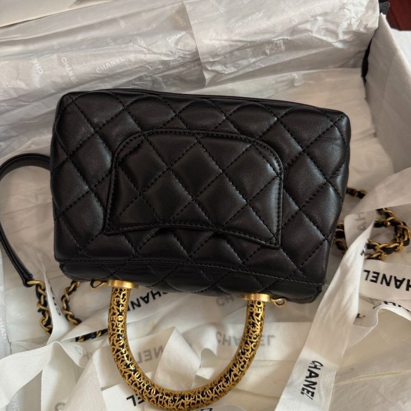 閒置新 香奈兒/Chanel黑色羊皮 Cocohandl Mini 手提鏈條包-6