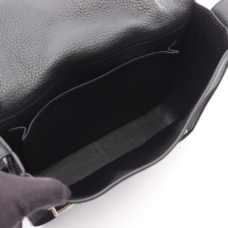 愛馬仕 Steve Caporal 27 斜背包,Clemence 皮革,黑色,二手,SHW R-2