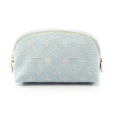 路易威登 Pochette 化妝包 PM M83616 Monogram 牛仔布藍色二手