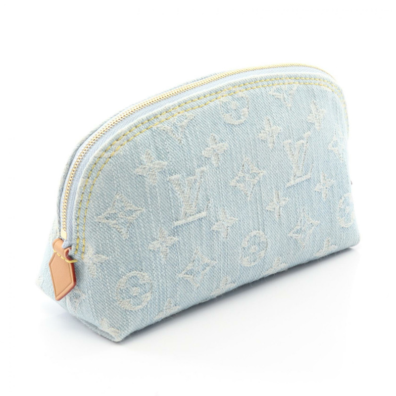 路易威登 Pochette 化妝包 PM M83616 Monogram 牛仔布藍色二手-1