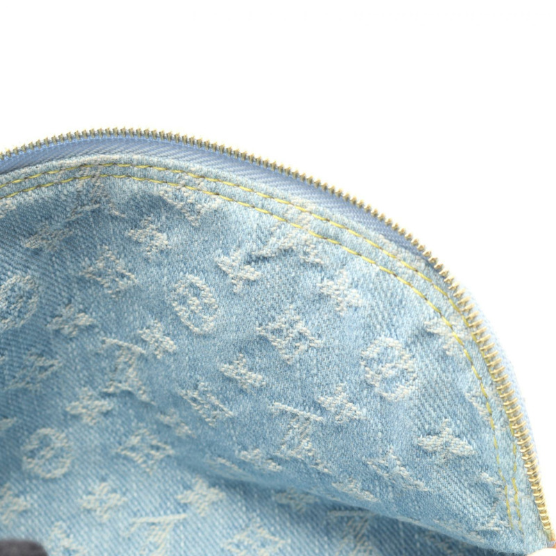 路易威登 Pochette 化妝包 PM M83616 Monogram 牛仔布藍色二手-4