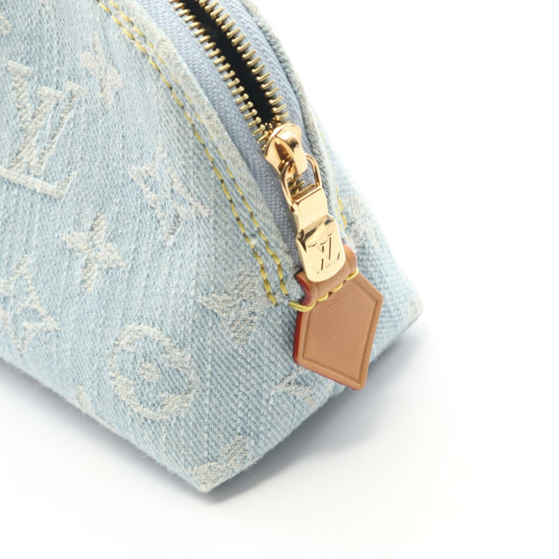 路易威登 Pochette 化妝包 PM M83616 Monogram 牛仔布藍色二手-6