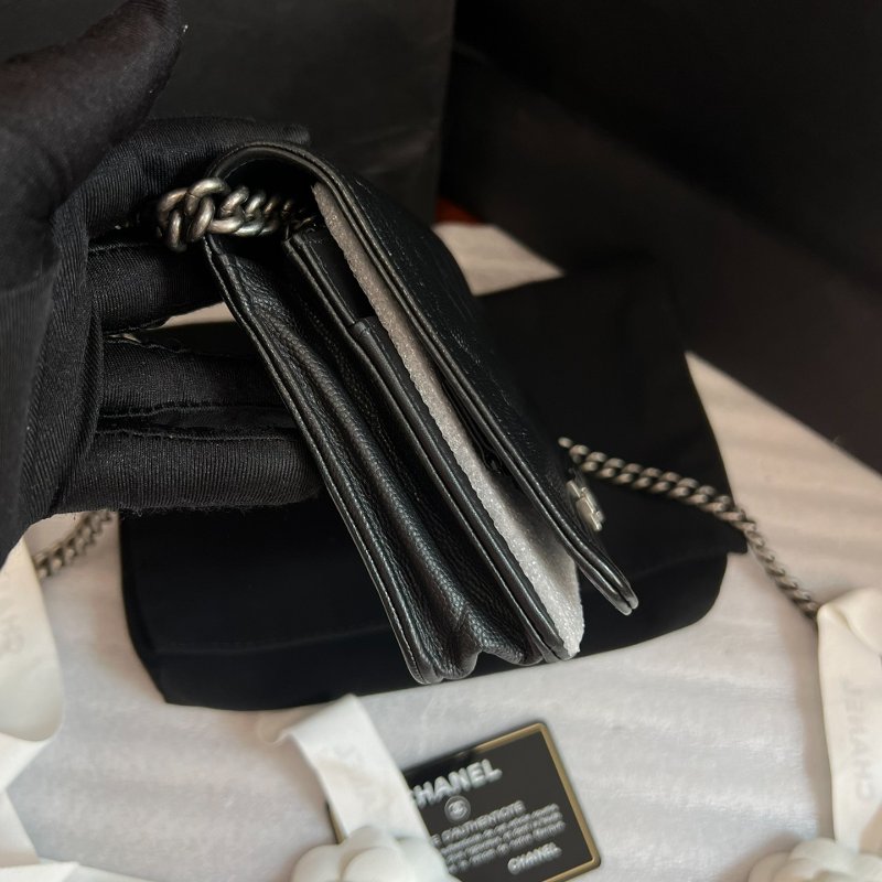 閒置新 香奈兒/Chanel Leboy繫列黑銀荔枝皮woc鏈條包-2