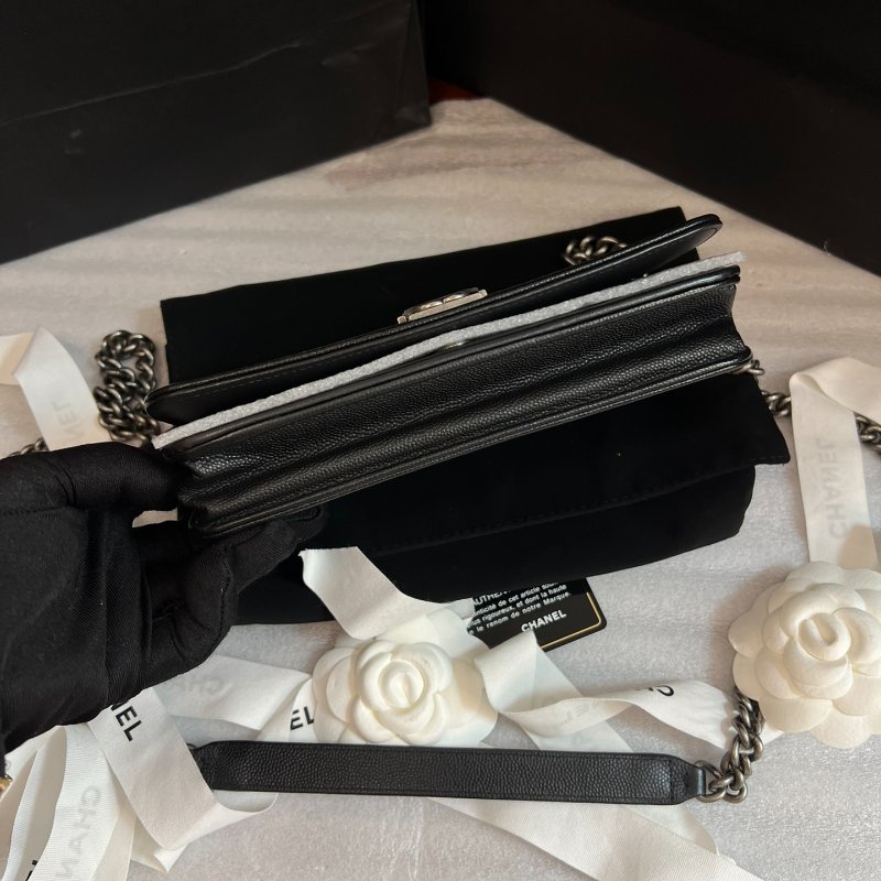 閒置新 香奈兒/Chanel Leboy繫列黑銀荔枝皮woc鏈條包-3