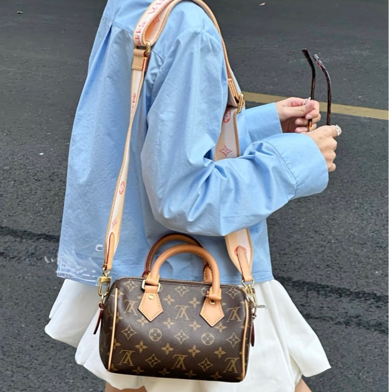 LV原花Speedy20橘粉背手提波士頓包M46594-1