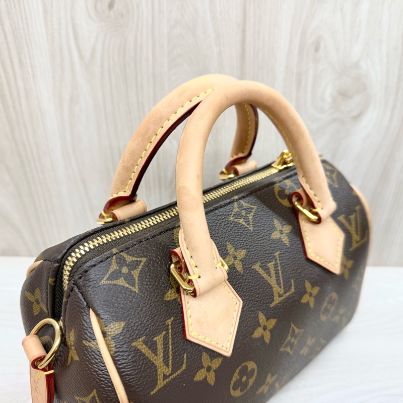 LV原花Speedy20橘粉背手提波士頓包M46594-13