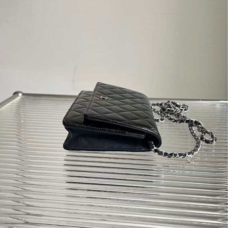 99新CHANEL香奈儿  黑银漆皮woc链条包，尺寸：19*12*4-5