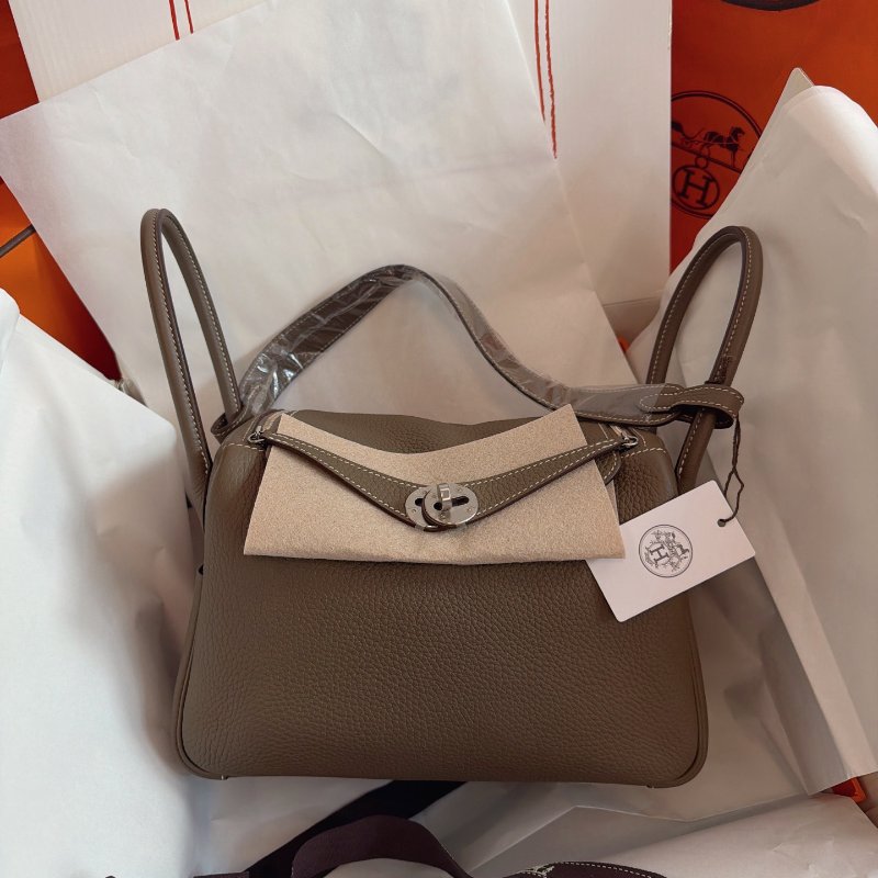 閒置新 Hermes愛馬仕Lindy26大象灰tc皮銀扣Y刻 手提包-5