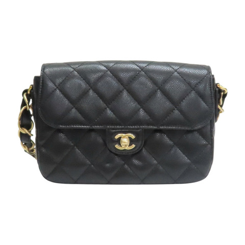 黑色 菱格紋 牛皮 Flap 肩背包【CHANEL 香奈兒】 AS3174
