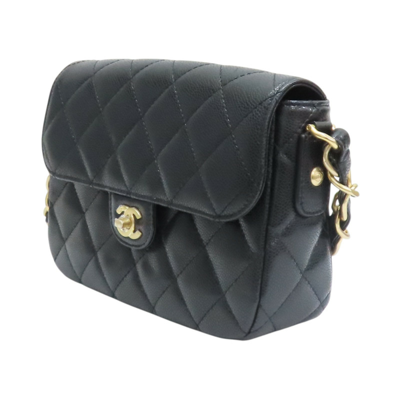 黑色 菱格紋 牛皮 Flap 肩背包【CHANEL 香奈兒】 AS3174-2