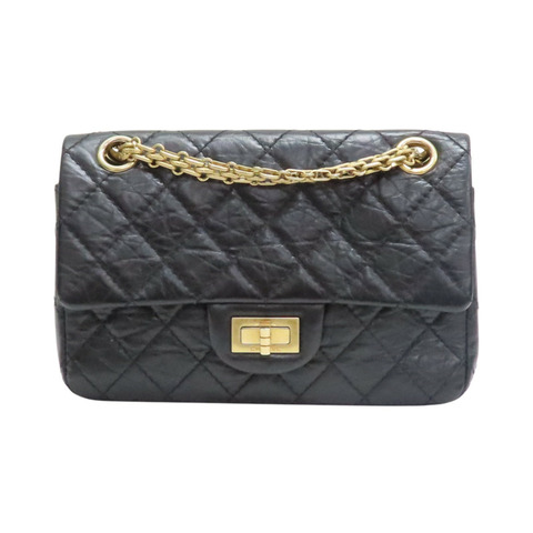 黑色 菱格紋 牛皮 2.55 鍊帶 mini 肩背包【CHANEL 香奈兒】 AS0874
