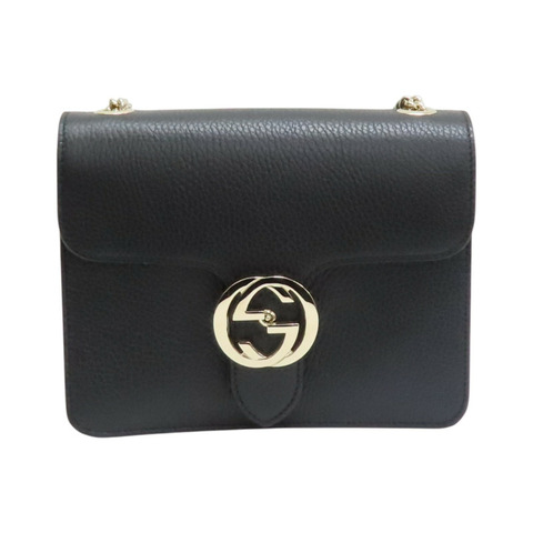 黑色 牛皮 互扣式G字 鏈帶 肩背包【GUCCI 古馳】 510304