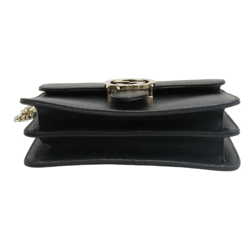 黑色 牛皮 互扣式G字 鏈帶 肩背包【GUCCI 古馳】 510304-3