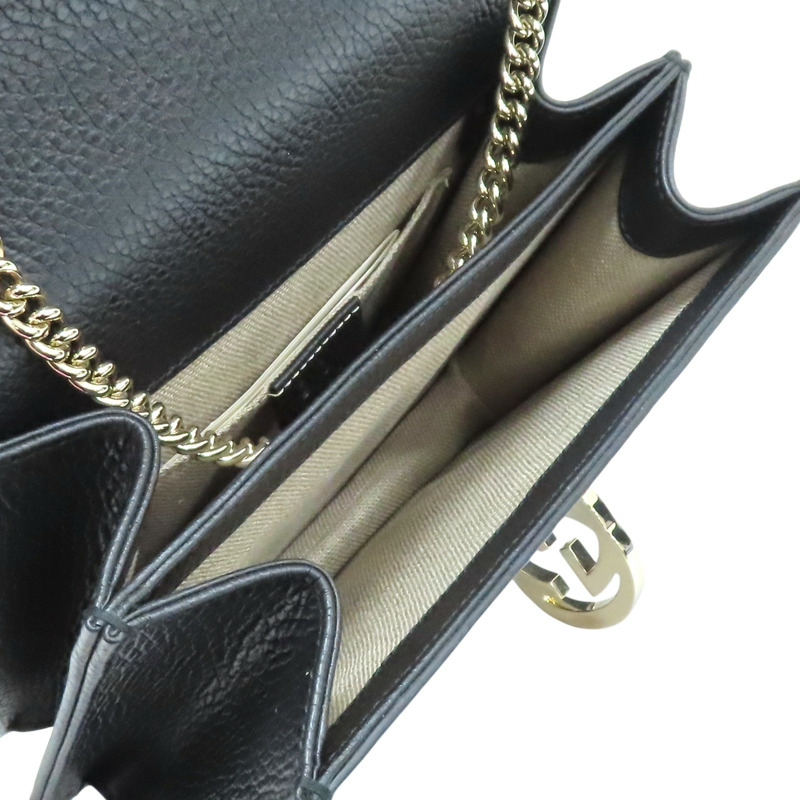 黑色 牛皮 互扣式G字 鏈帶 肩背包【GUCCI 古馳】 510304-4