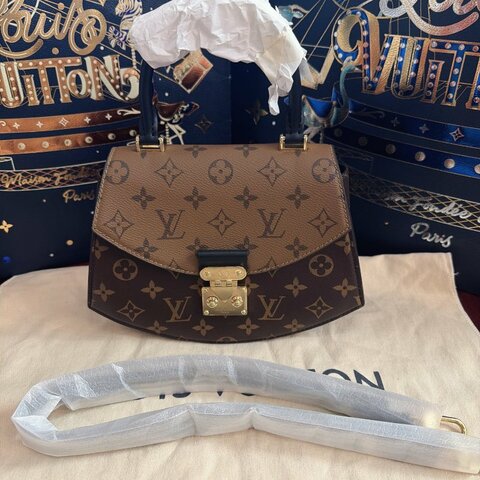 全新品 路易威登/Louis Vuitton Tillsit 老花拼色扇子包手提包 芯片款