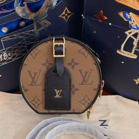 閒置新 路易威登/Louis Vuitton Boite Chapeau Mini 焦糖色小硬餅 芯片款
